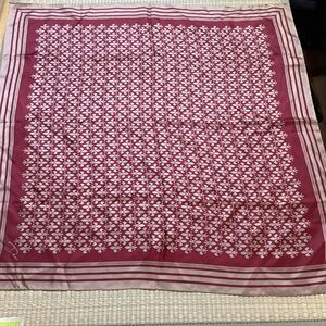 Desco Fleur De Lis Scarf Maroon and Tan 27” Square